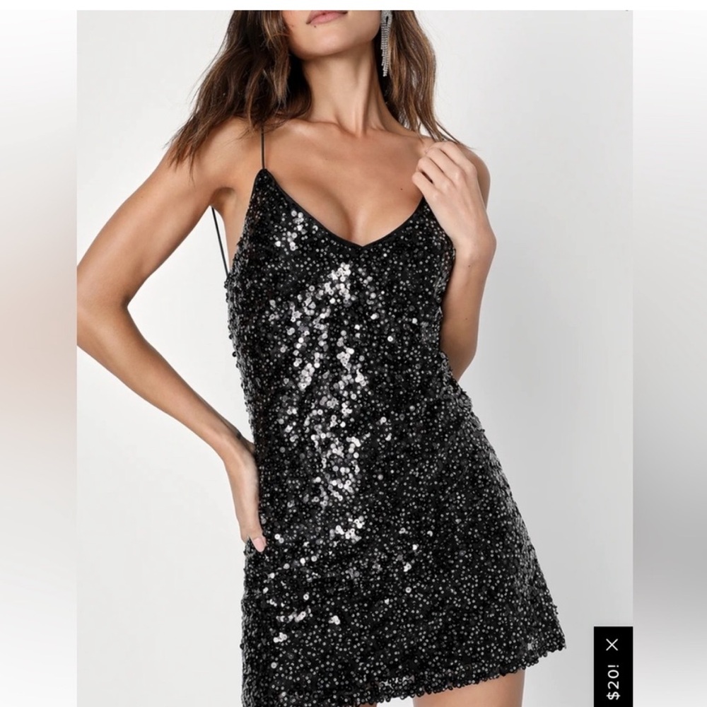 Lulu's Sparkling Black Sequin Mini Dress
